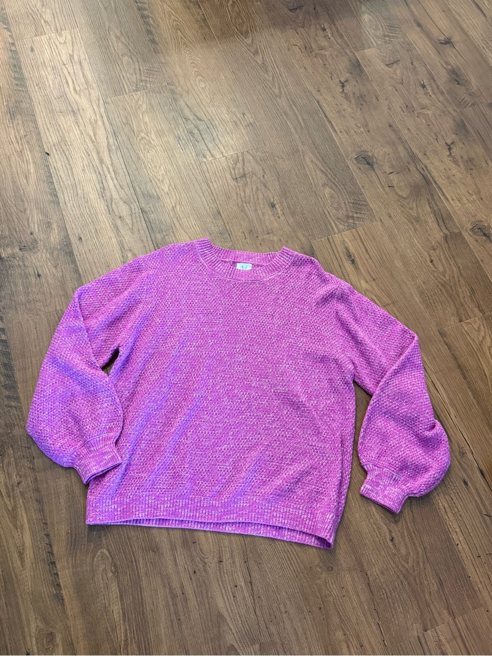 Relaxed Chenille Crewneck Sweater in Heathered Pink